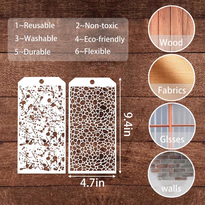 Boqon 8 Pieces Stencils for Crafts  Leopard Brick Dot Layering Stencils Mixed Media Art Texture Stencils for Painting on Card Making Canvas DIY Crafts Furniture Paper (8 Layering) - Image 5